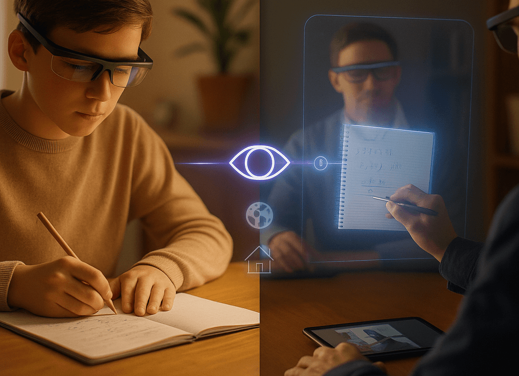 Illustration showing teacher-led demonstrations via Learn AR