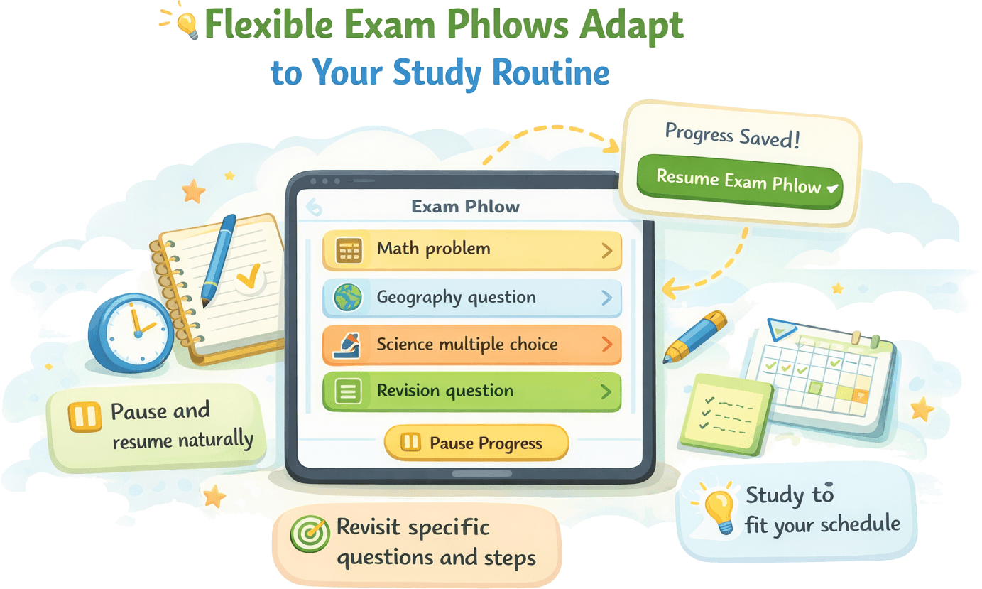 Illustration showing consistency between learning Phlows and exam Phlows
