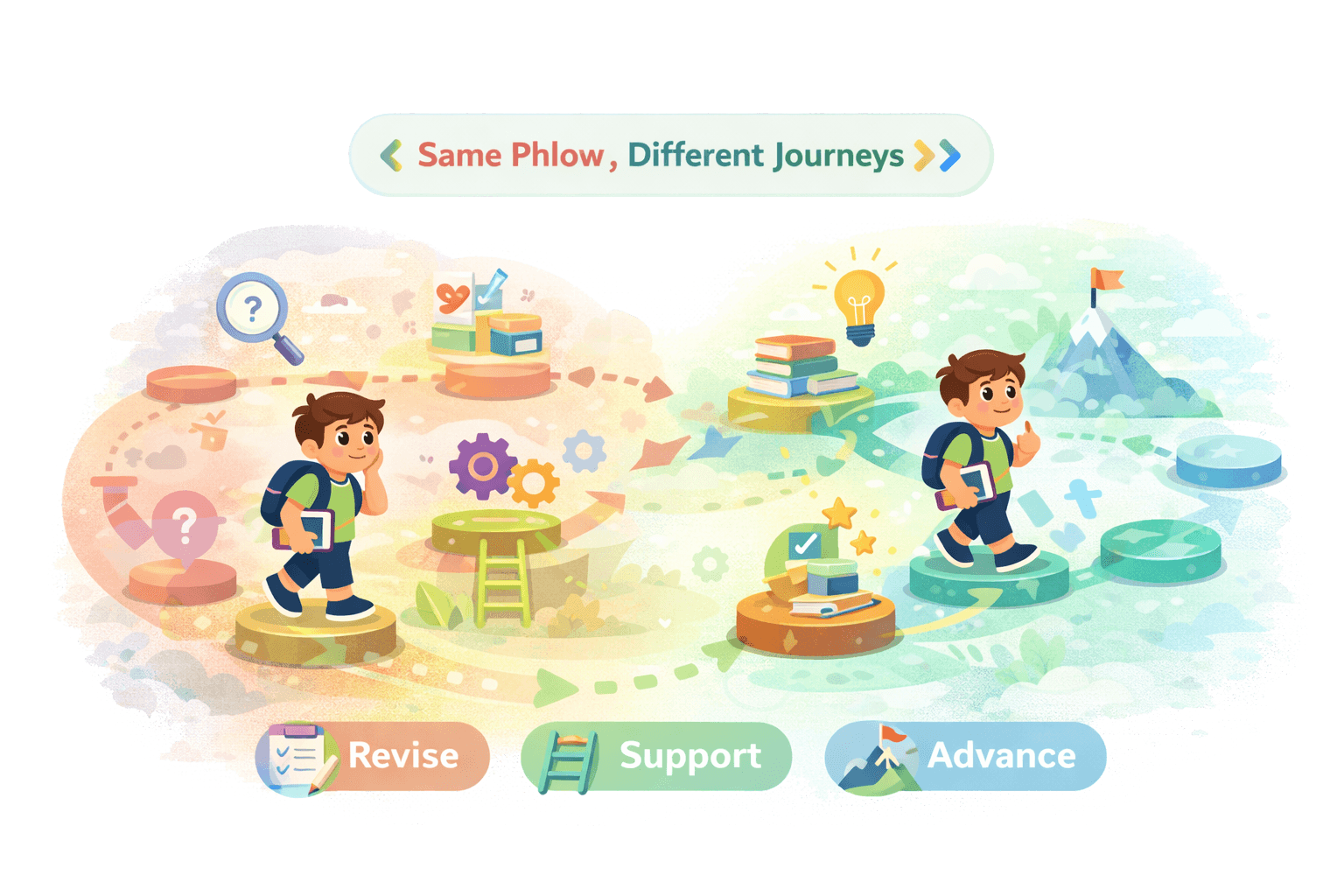 Illustration showing adaptive learning responding to understanding