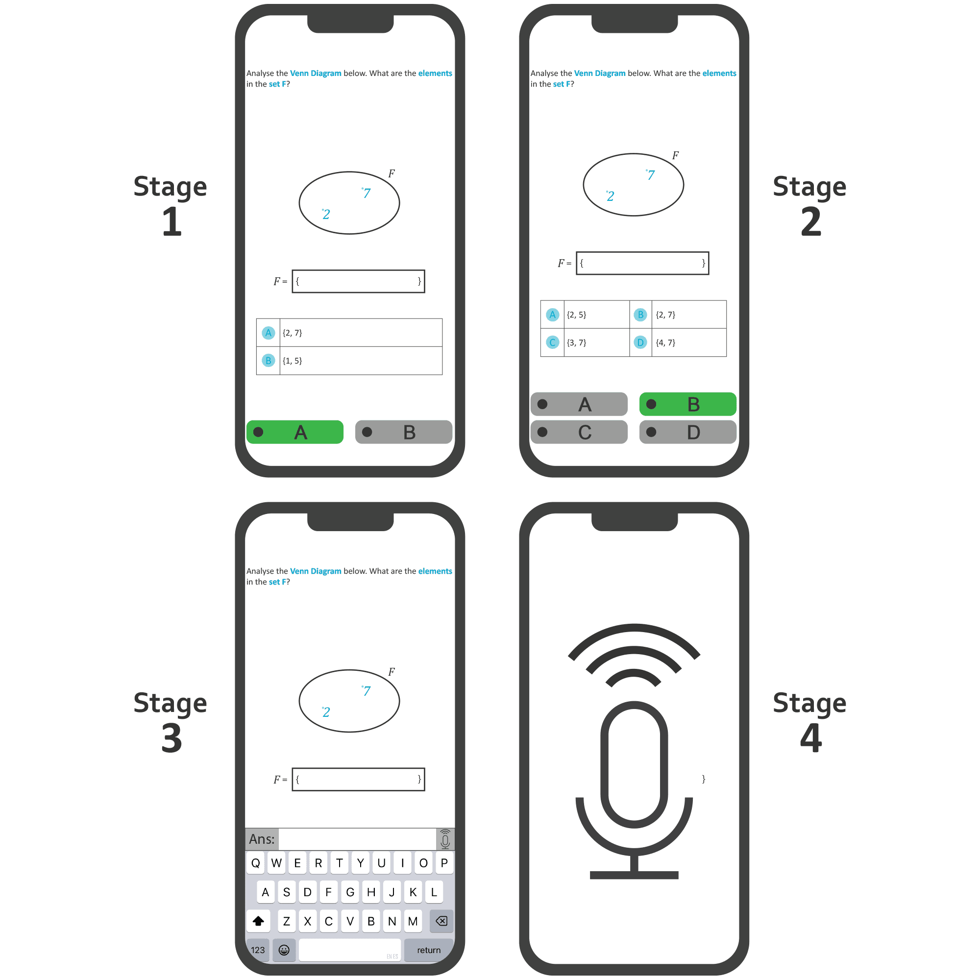 Example of the answer area showing response options