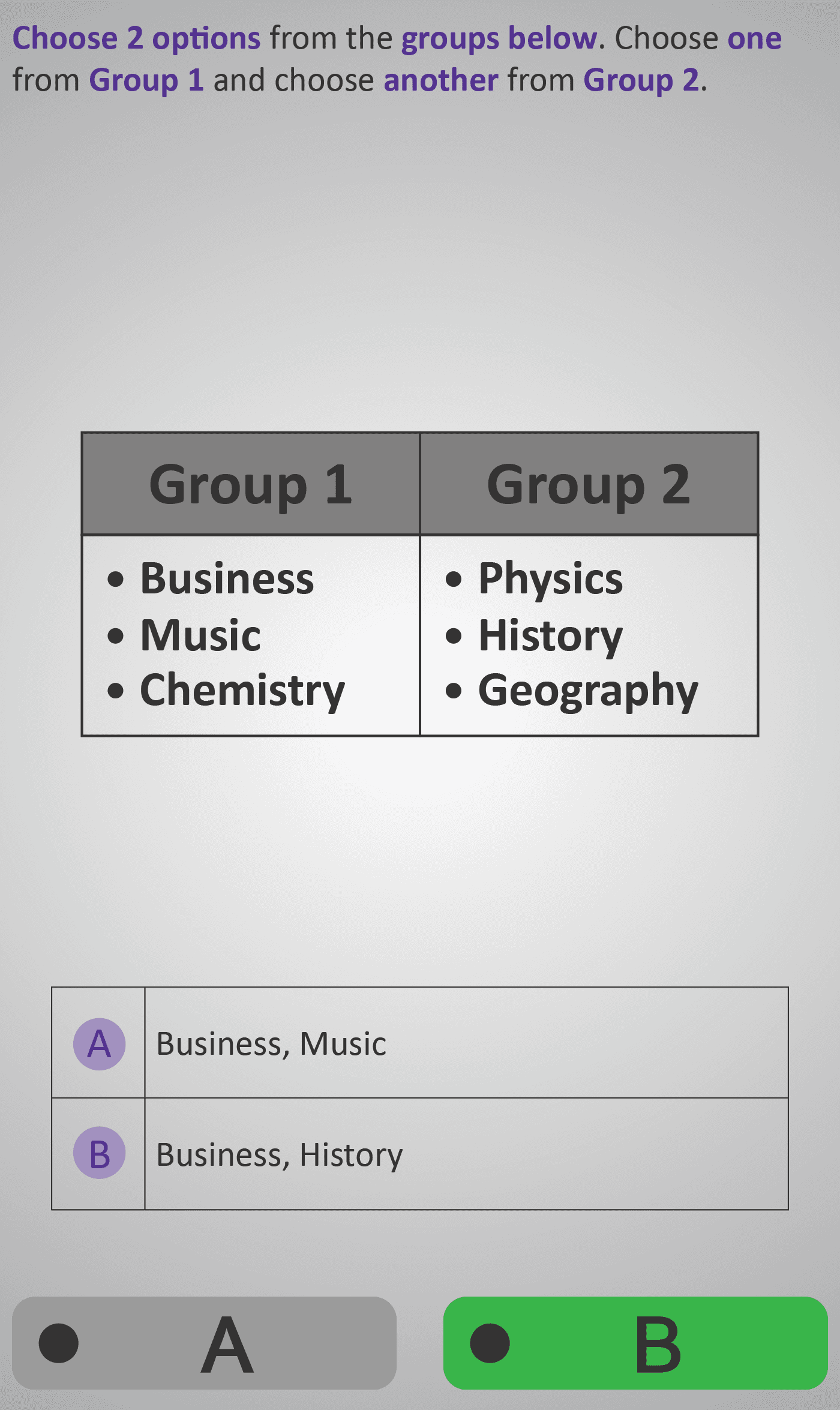 Possible Choices 3B